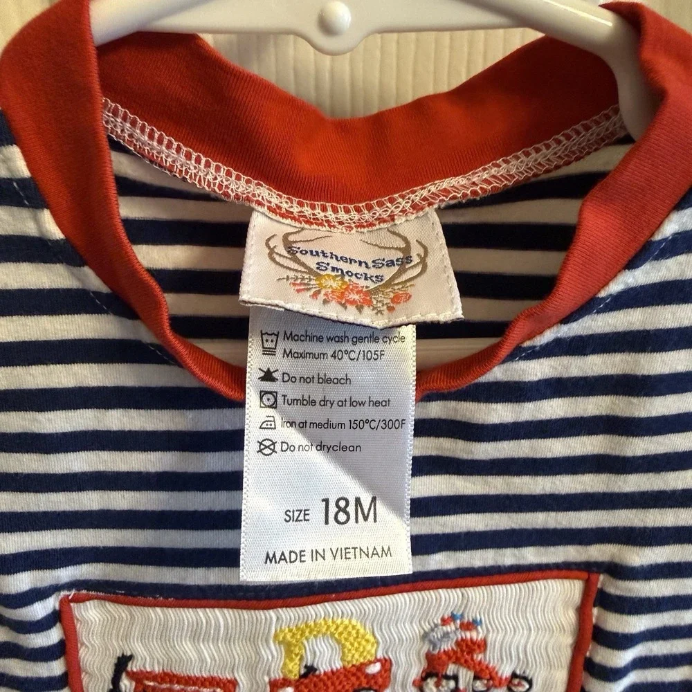 Southern Sass Smocks Smocked Coverall Longall Knit Cozy Coupe Boys Size 18 Month